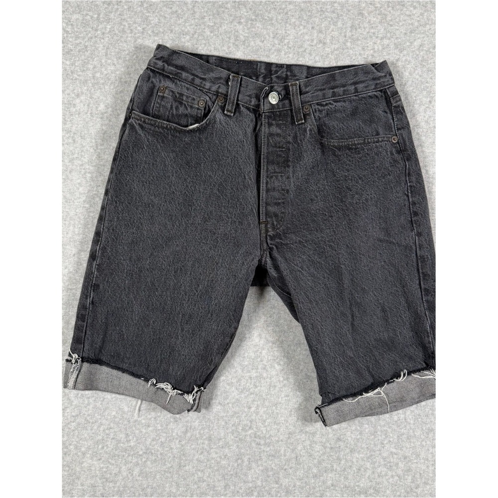 1989 Levi's 501 Vintage Made in USA Black Washed Denim Cutoff Shorts Mens 31